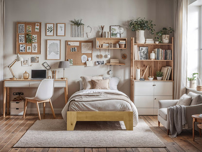 Gray upholstered full/double platform bed with tufted headboard, wooden legs, and a minimalist design. Ideal for modern bedrooms, offering sturdy support and contemporary style.