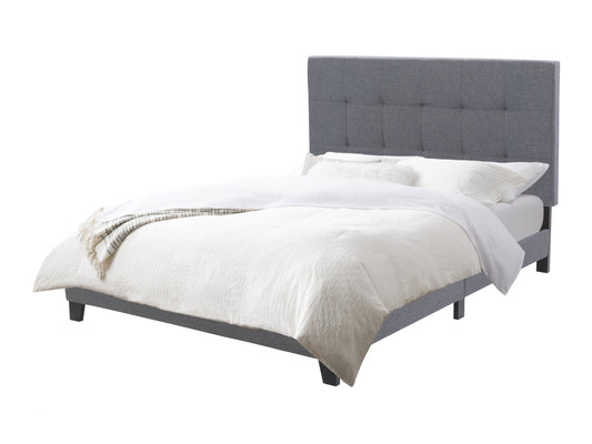 Grey Tufted Queen Fabric Bed