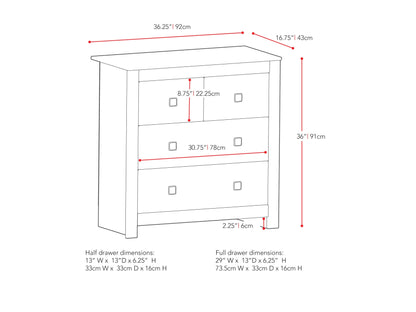 Modern 4 drawer dresser in warm oak finish with sleek black metal handles, featuring a minimalist design and sturdy construction ideal for bedroom or living room storage.