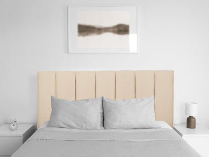 Cream-colored panel headboard for full/double bed, featuring a textured fabric finish and minimalist design, perfect for modern bedroom decor.