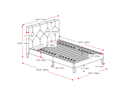 Dark grey button-tufted twin bed with upholstered headboard, sleek wooden legs, and a modern design, perfect for stylish and comfortable bedroom decor.