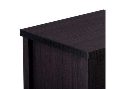 Black 2 drawer night stand with sleek modern design, featuring minimalist handles, smooth matte finish, and sturdy wooden construction. Ideal for bedroom storage and organization.