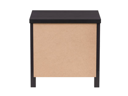 Black 2 drawer night stand with sleek modern design, featuring minimalist handles, smooth matte finish, and sturdy wooden construction. Ideal for bedroom storage and organization.