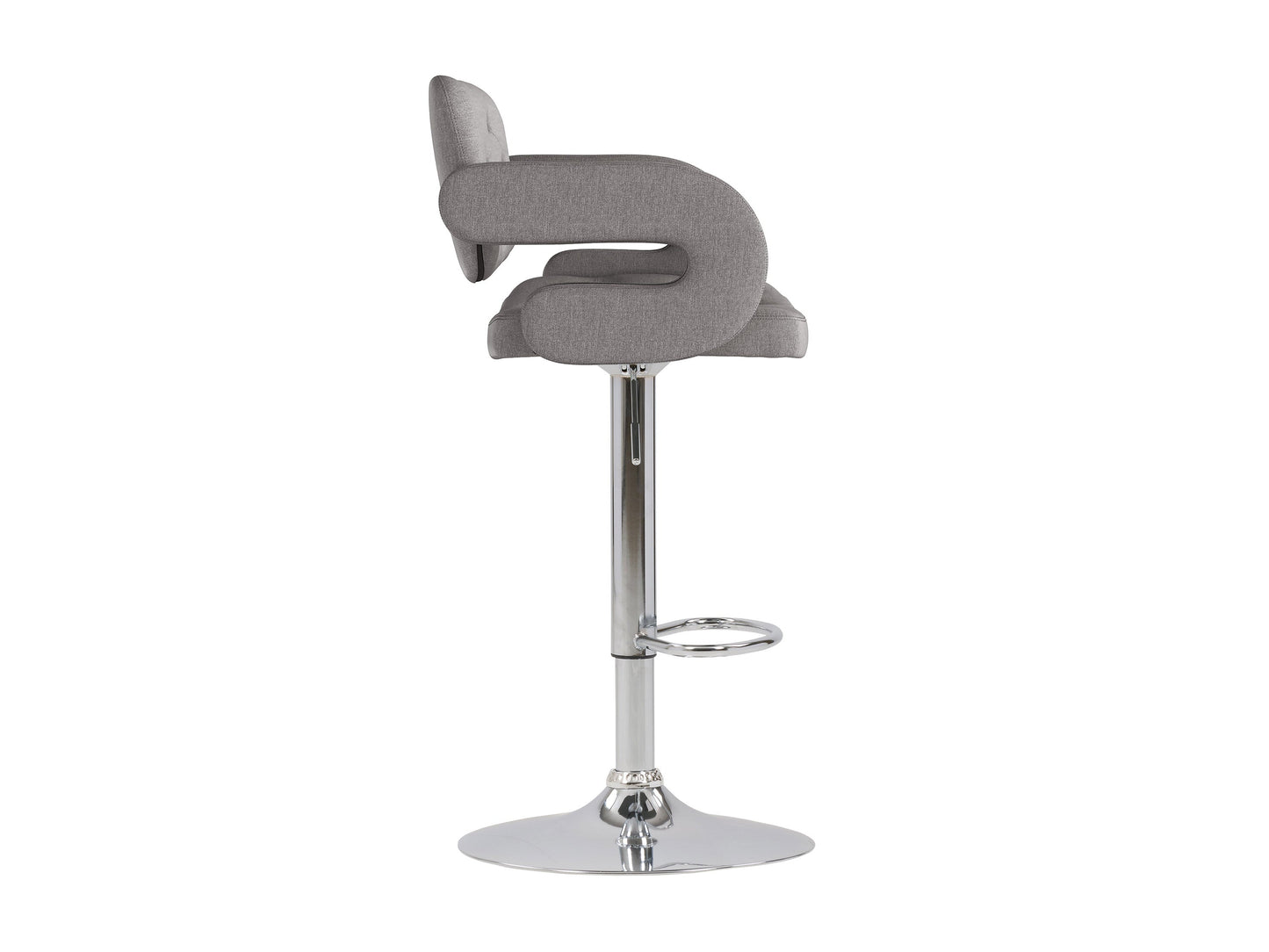 Medium grey bar stools with arms, set of 2, featuring cushioned seats, sleek metal legs, and a modern design. Perfect for kitchen islands or home bars, these stools offer comfort and contemporary style.