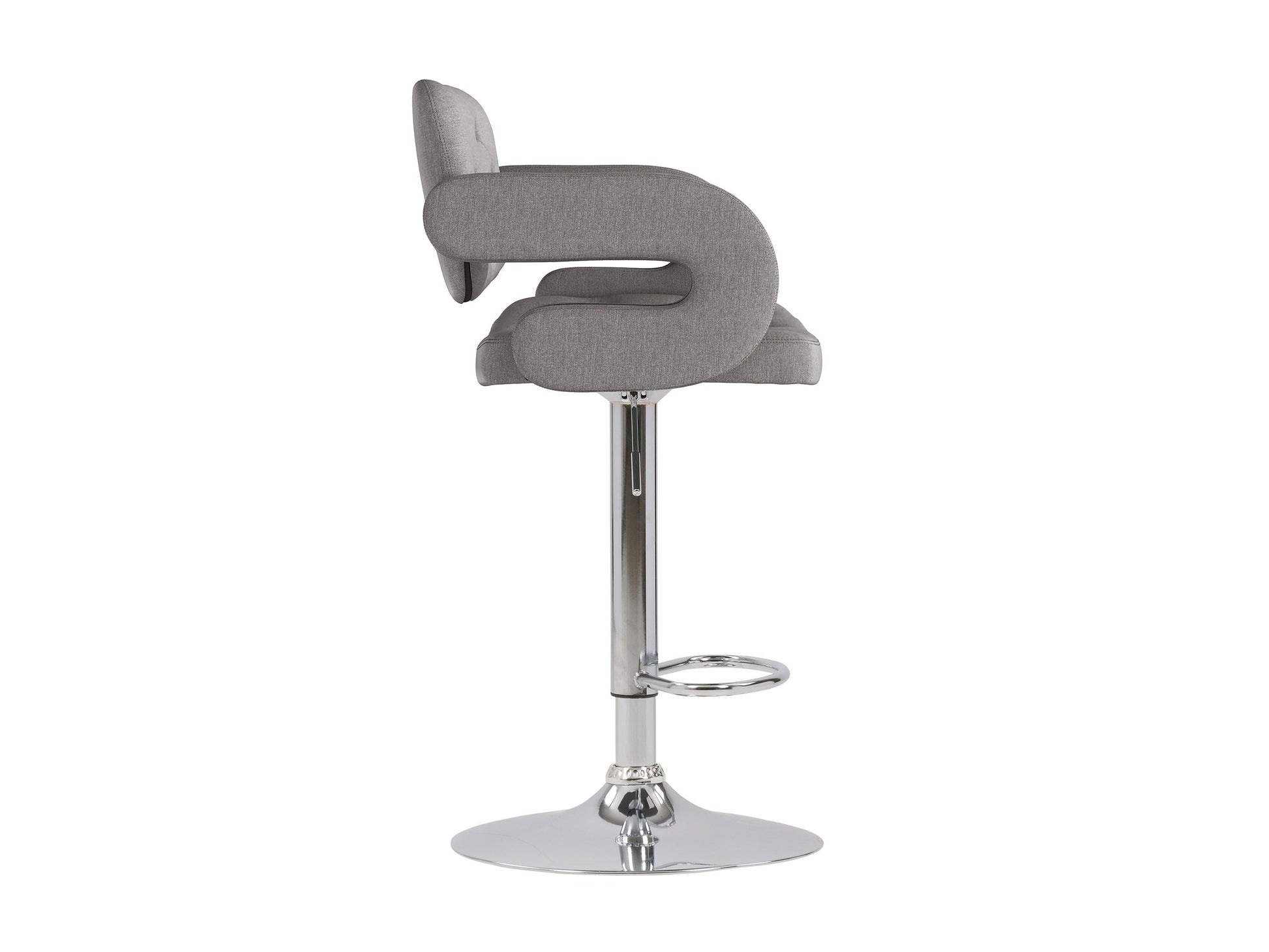 Medium grey bar stools with arms, set of 2, featuring cushioned seats, sleek metal legs, and a modern design. Perfect for kitchen islands or home bars, these stools offer comfort and contemporary style.