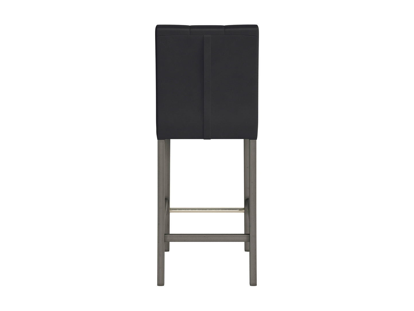 Black vegan leather bar height stool with sleek metal legs, cushioned seat, and minimalist design. Ideal for modern kitchens and home bars. Durable, stylish, and eco-friendly seating option.