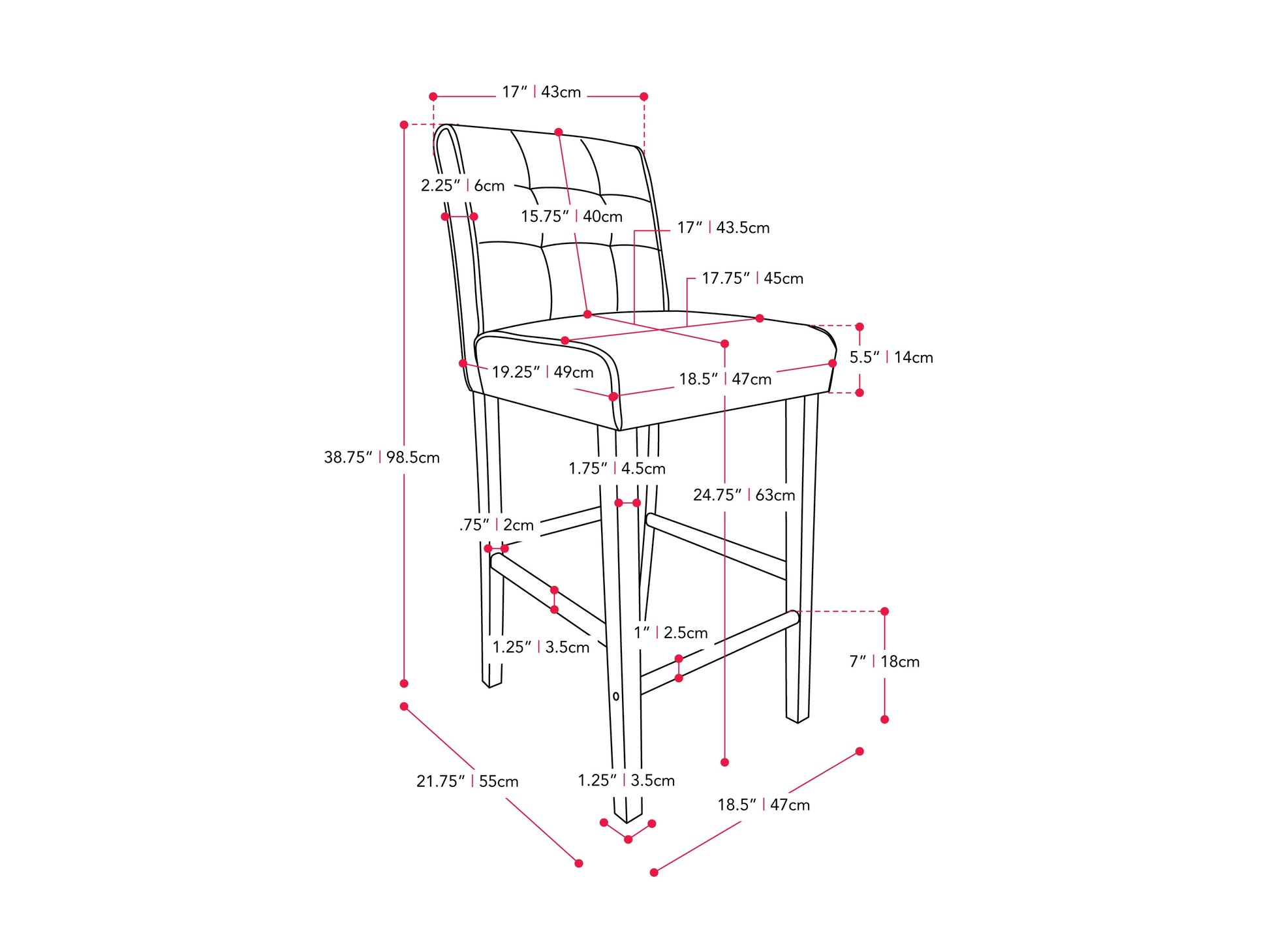 Black vegan leather counter height bar stool with sleek metal legs, cushioned seat, and ergonomic backrest. Ideal for modern kitchens and bars, offering stylish comfort and durability.