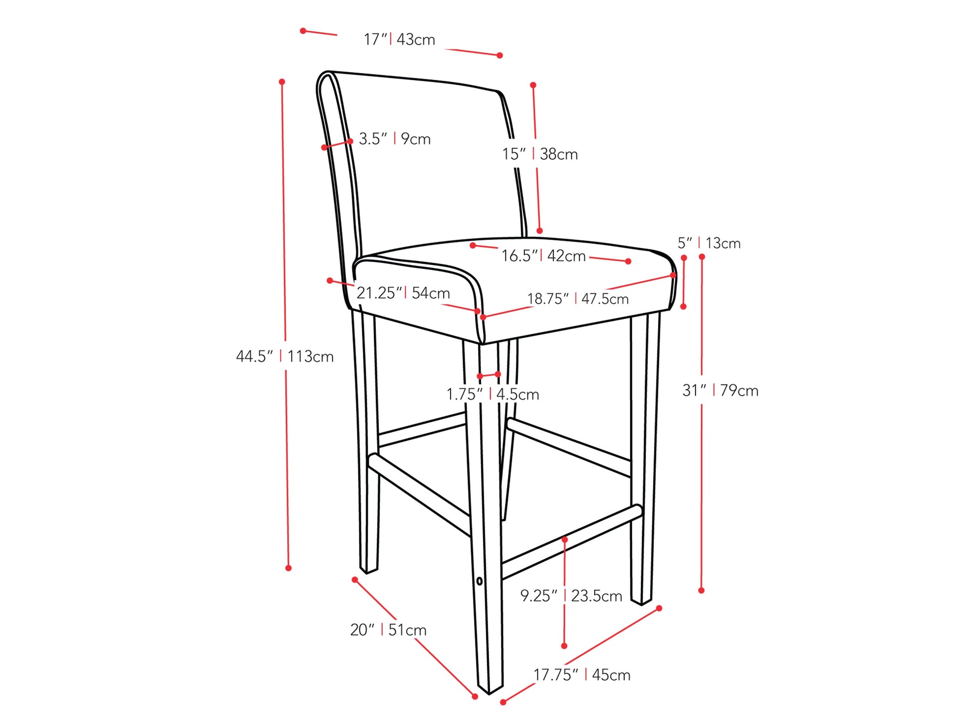 Black wooden bar stool, bar height, with a sleek black finish, sturdy wooden legs, and a contoured seat for comfort. Ideal for modern kitchen islands or home bars, combining functionality with stylish design.