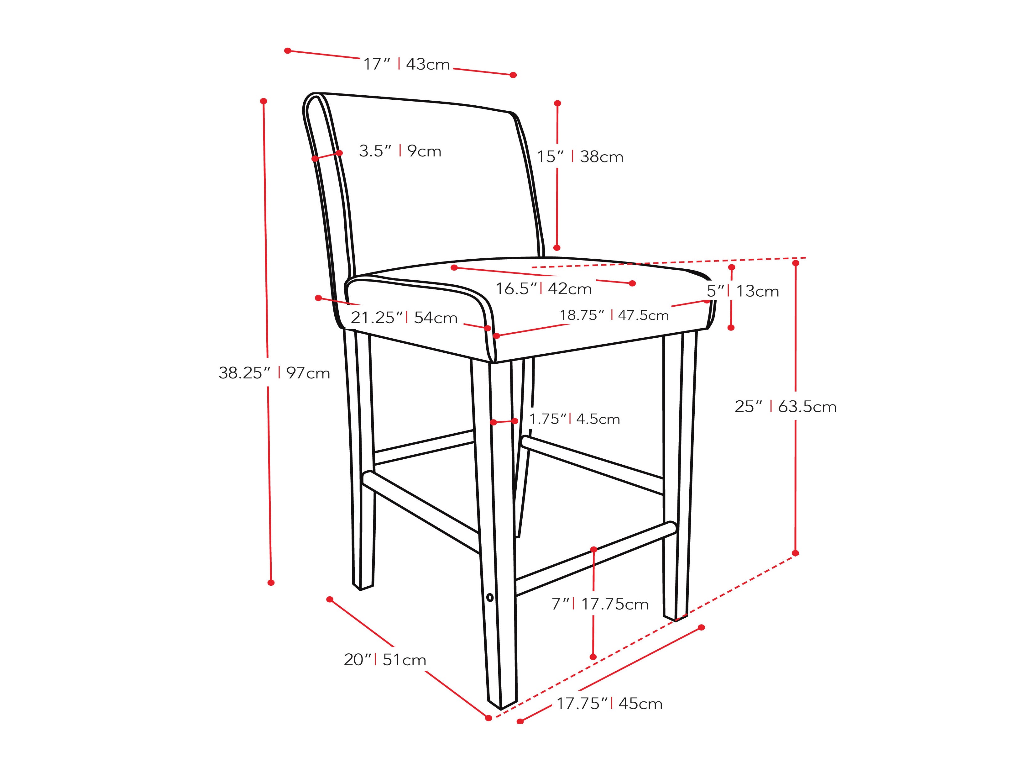 Black wooden bar stool, counter height, with curved backrest, sleek black finish, and sturdy legs. Ideal for modern kitchens and home bars.