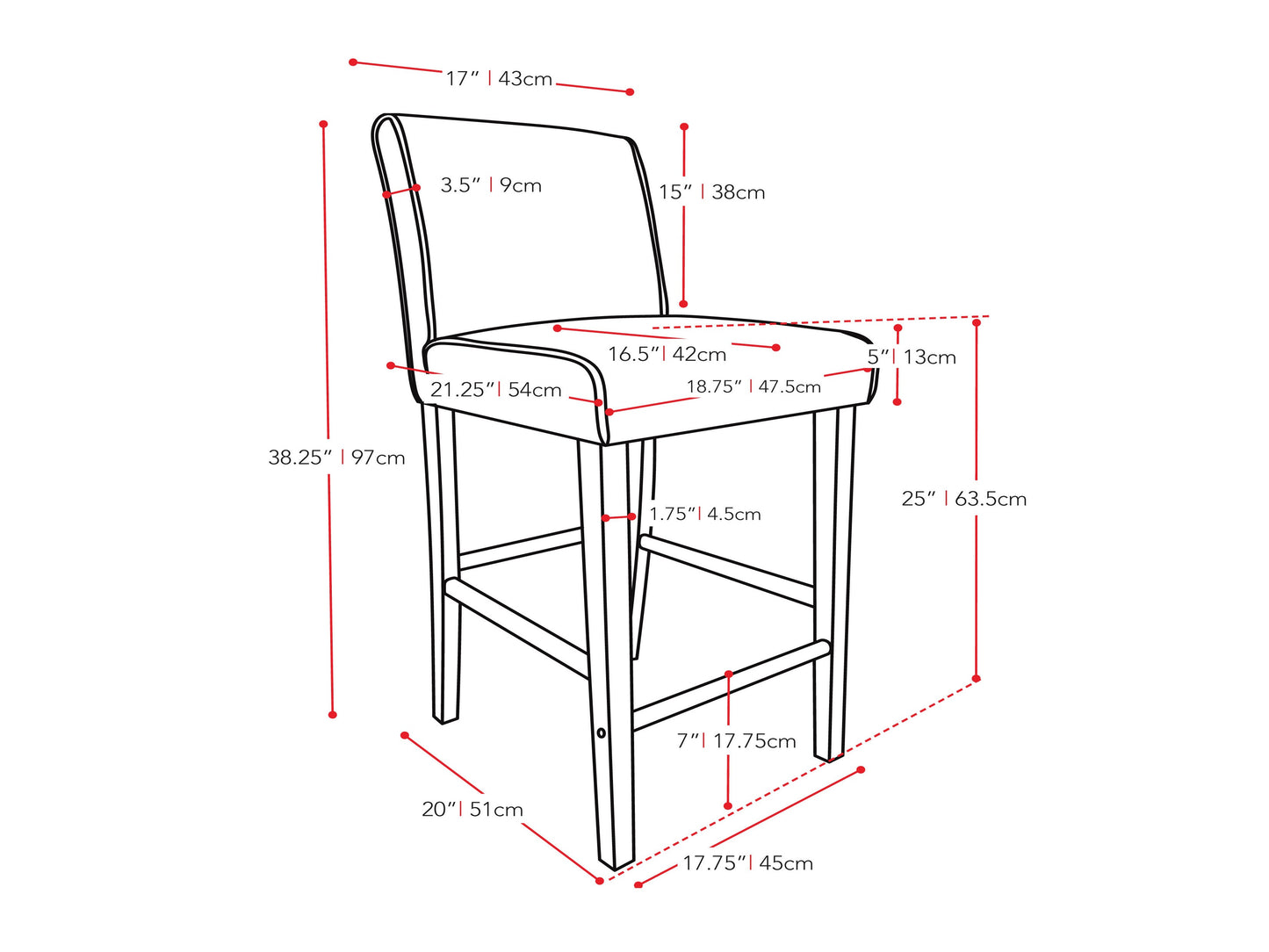 Black wooden bar stool, counter height, with curved backrest, sleek black finish, and sturdy legs. Ideal for modern kitchens and home bars.