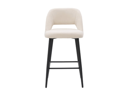 Cream velvet bar stools set of 2 with gold metal legs, tufted backrests, and cushioned seats, ideal for modern kitchen or home bar décor.