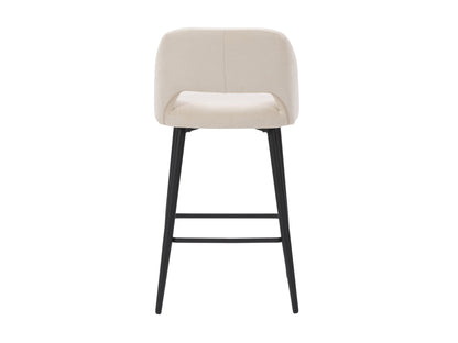 Cream velvet bar stools set of 2 with gold metal legs, tufted backrests, and cushioned seats, ideal for modern kitchen or home bar décor.