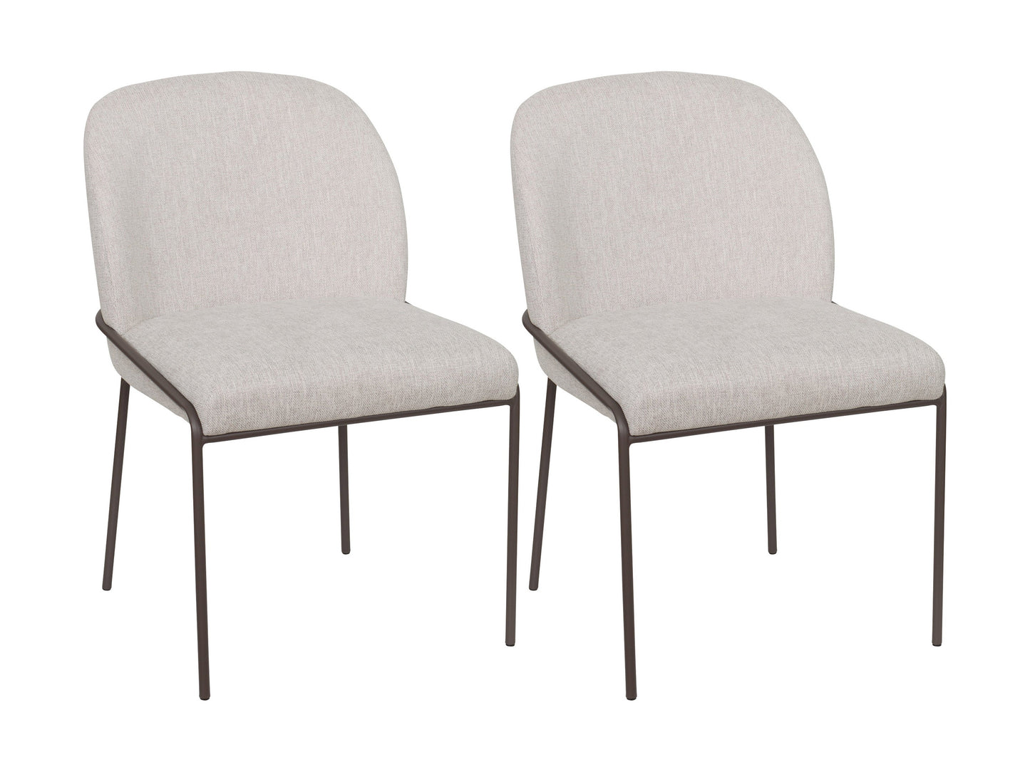 Light grey high back upholstered dining chairs, set of 2, featuring plush fabric, wooden legs, and tufted detailing for a modern dining room.