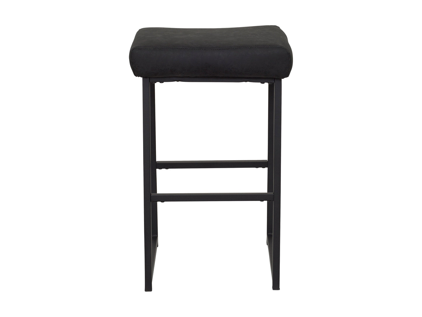 Black backless bar stools set of 2, featuring sleek metal frames, padded seats with faux leather upholstery, and minimalist design. Ideal for modern kitchens or home bars, offering comfort and style.