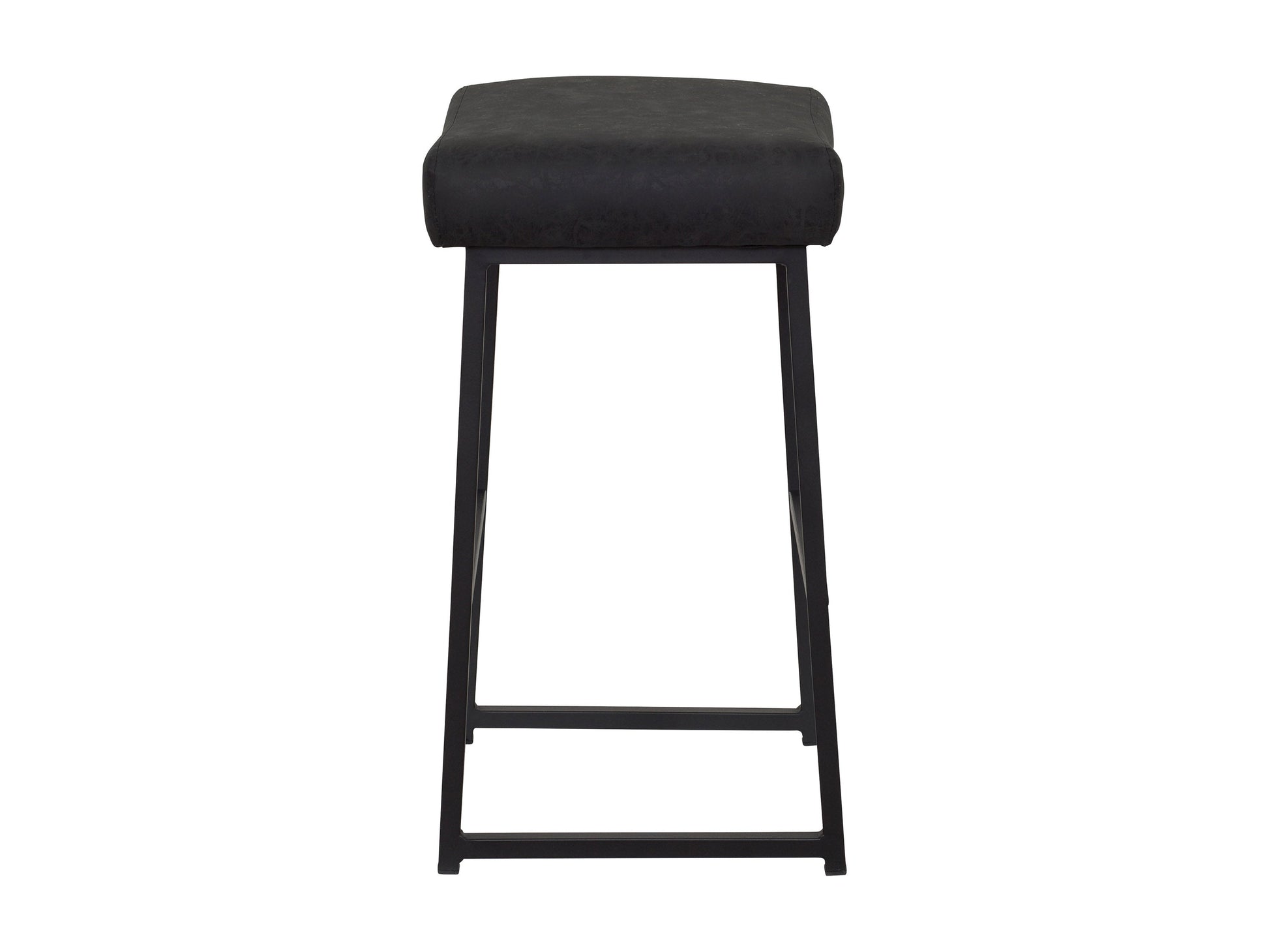 Black backless bar stools set of 2, featuring sleek metal frames, padded seats with faux leather upholstery, and minimalist design. Ideal for modern kitchens or home bars, offering comfort and style.