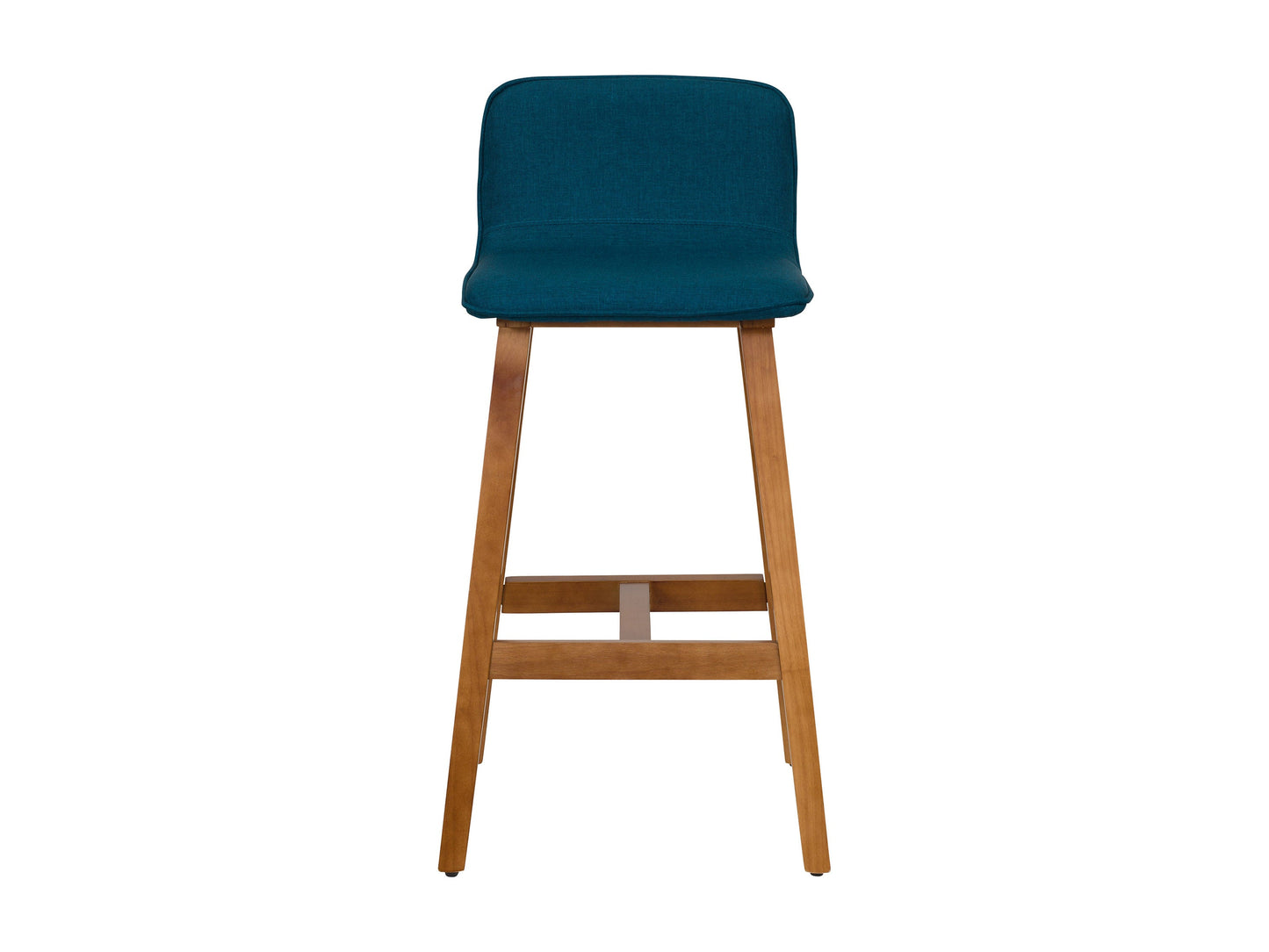 Blue wooden bar stools, set of 2, featuring a sleek design with cushioned seats, sturdy wooden legs, and a smooth finish, perfect for modern kitchen islands or home bars.