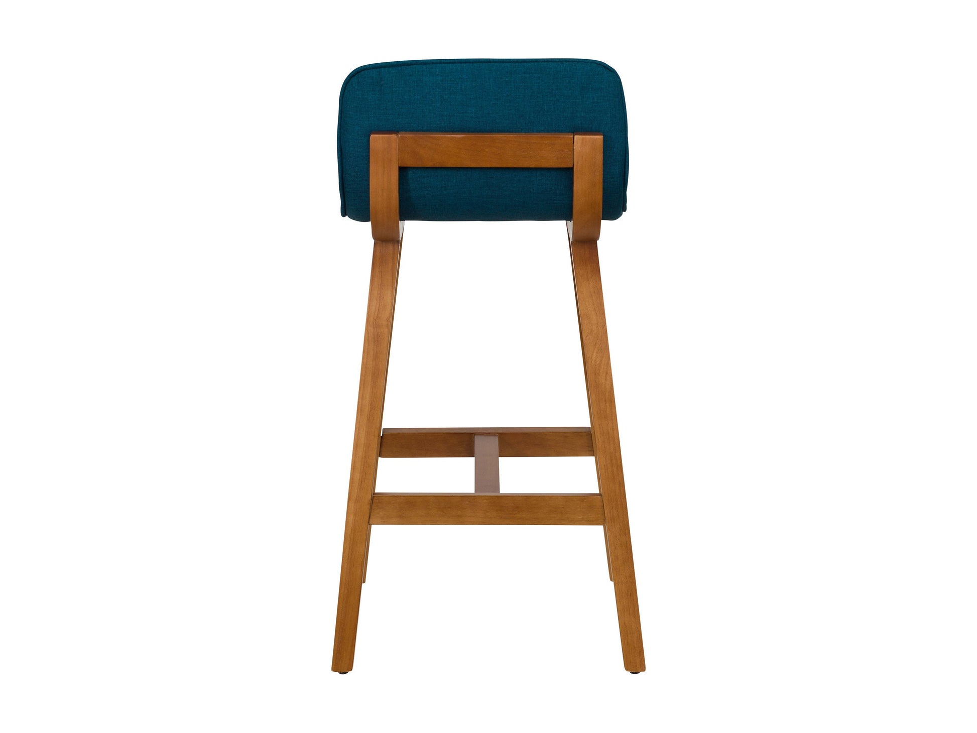 Blue wooden bar stools, set of 2, featuring a sleek design with cushioned seats, sturdy wooden legs, and a smooth finish, perfect for modern kitchen islands or home bars.