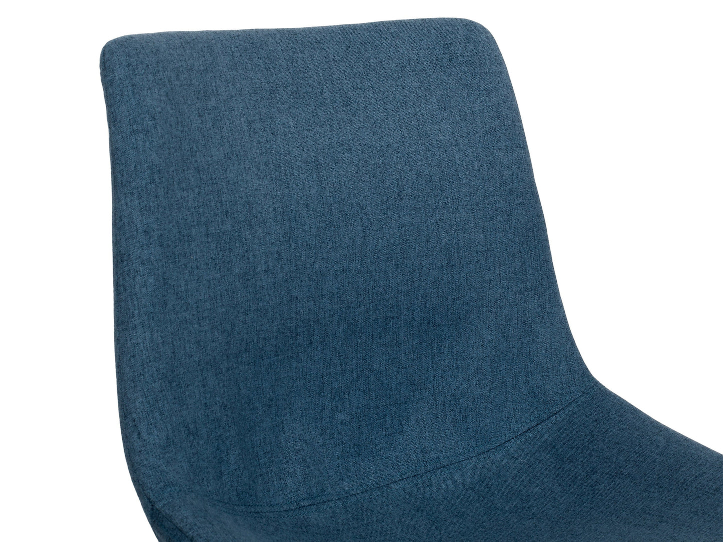 Blue upholstered bar stool with wooden legs, featuring a cushioned seat and backrest, sleek design, and sturdy construction. Ideal for modern kitchens or home bars.