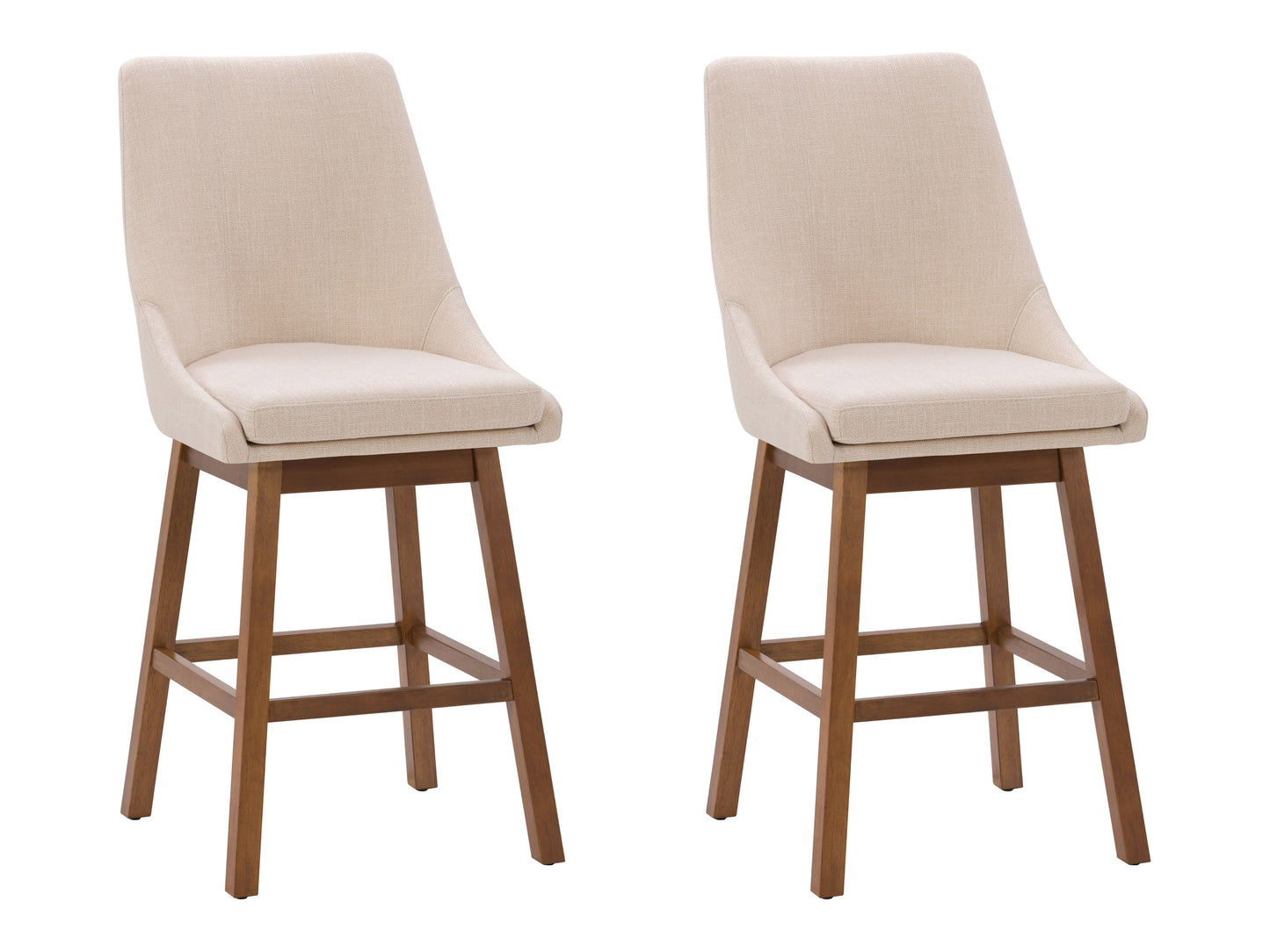 Beige modern bar stool with sleek metal legs, cushioned seat, and backrest, featuring a minimalist design perfect for contemporary kitchens and home bars.