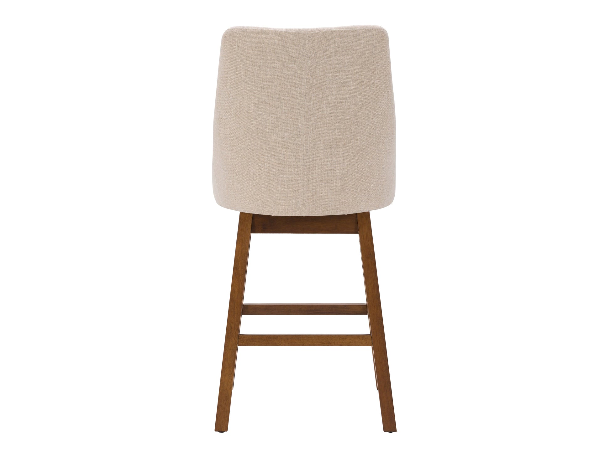 Beige modern bar stool with sleek metal legs, cushioned seat, and backrest, featuring a minimalist design perfect for contemporary kitchens and home bars.