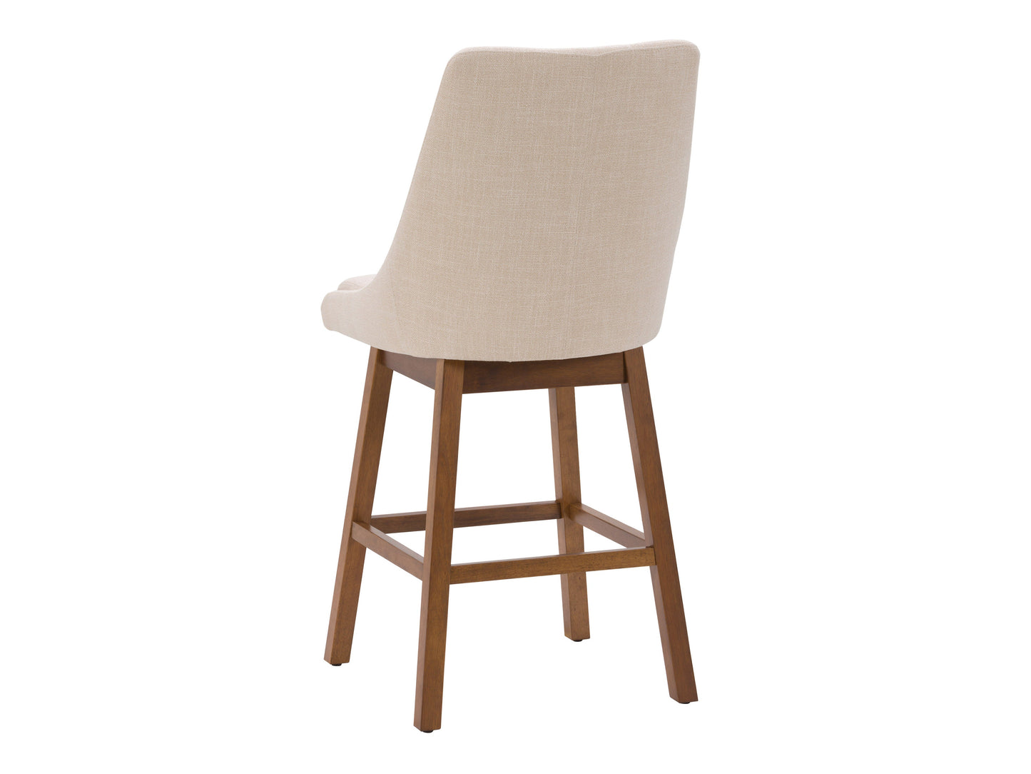 Beige modern bar stool with sleek metal legs, cushioned seat, and backrest, featuring a minimalist design perfect for contemporary kitchens and home bars.