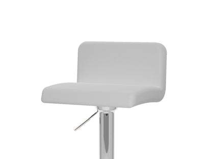 Set of 2 low back bar stools in white with sleek metal legs, upholstered seats, and minimalist design. Perfect for modern kitchens and home bars.