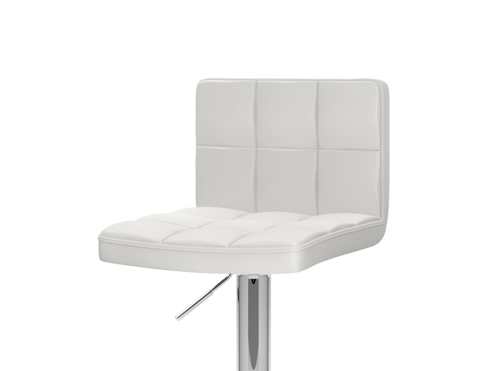 White swivel bar stools set of 2 with cushioned seats, chrome-finished footrests, and adjustable height, featuring sleek modern design and durable materials perfect for kitchen islands or home bars.