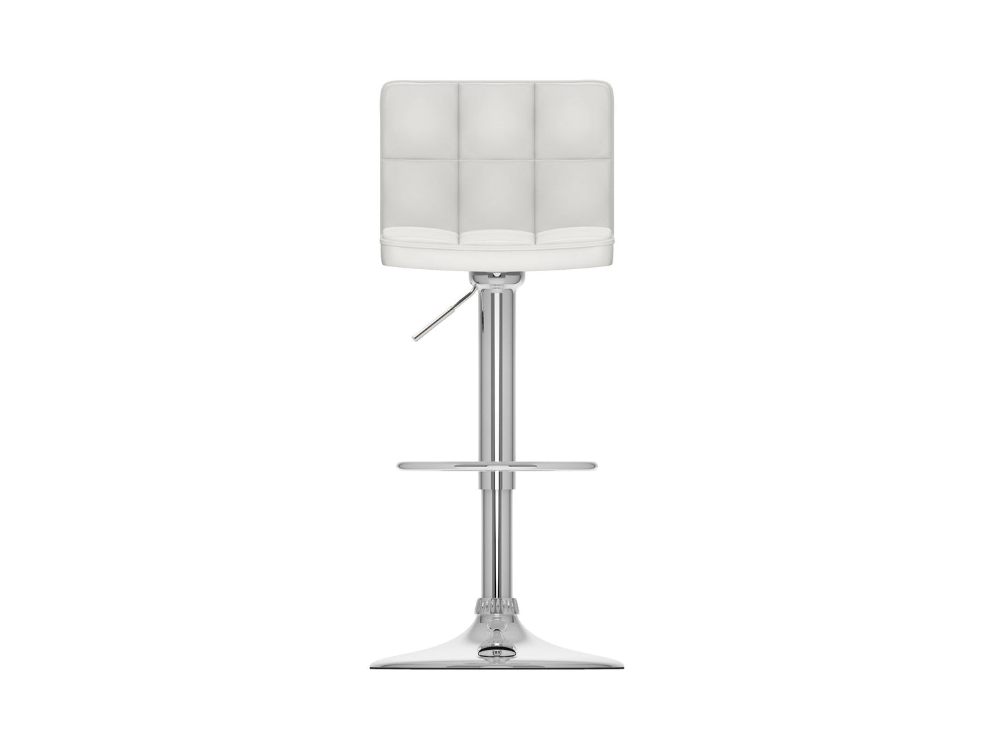 White swivel bar stools set of 2 with cushioned seats, chrome-finished footrests, and adjustable height, featuring sleek modern design and durable materials perfect for kitchen islands or home bars.