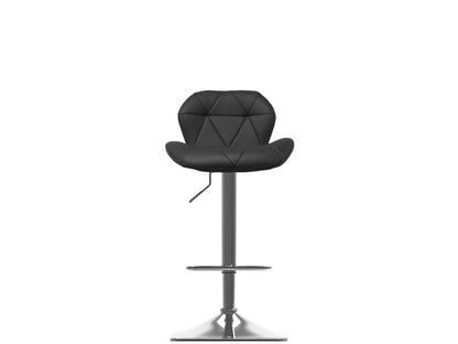 Black bar stools with backs, set of 2, featuring sleek metal frames, cushioned seats, and footrests. Perfect for modern kitchens or home bars.