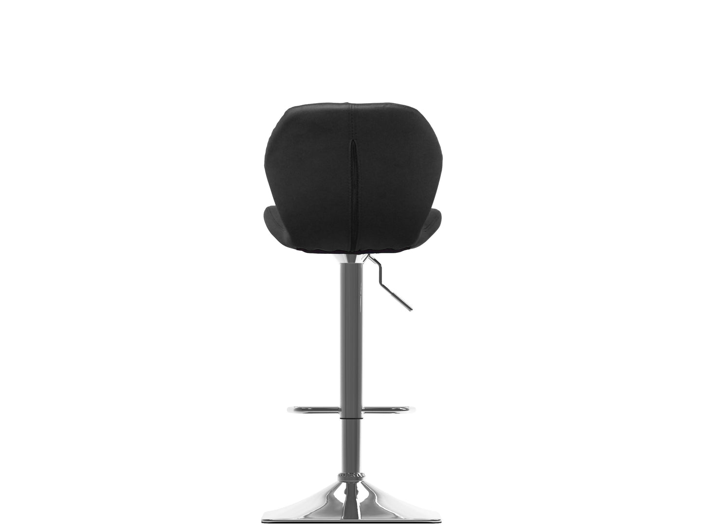 Black bar stools with backs, set of 2, featuring sleek metal frames, cushioned seats, and footrests. Perfect for modern kitchens or home bars.