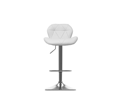 White bar stools with backs, set of 2, featuring sleek modern design, cushioned seats, chrome footrests, and sturdy wooden legs, perfect for kitchen islands or home bars.