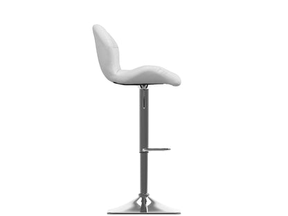 White bar stools with backs, set of 2, featuring sleek modern design, cushioned seats, chrome footrests, and sturdy wooden legs, perfect for kitchen islands or home bars.