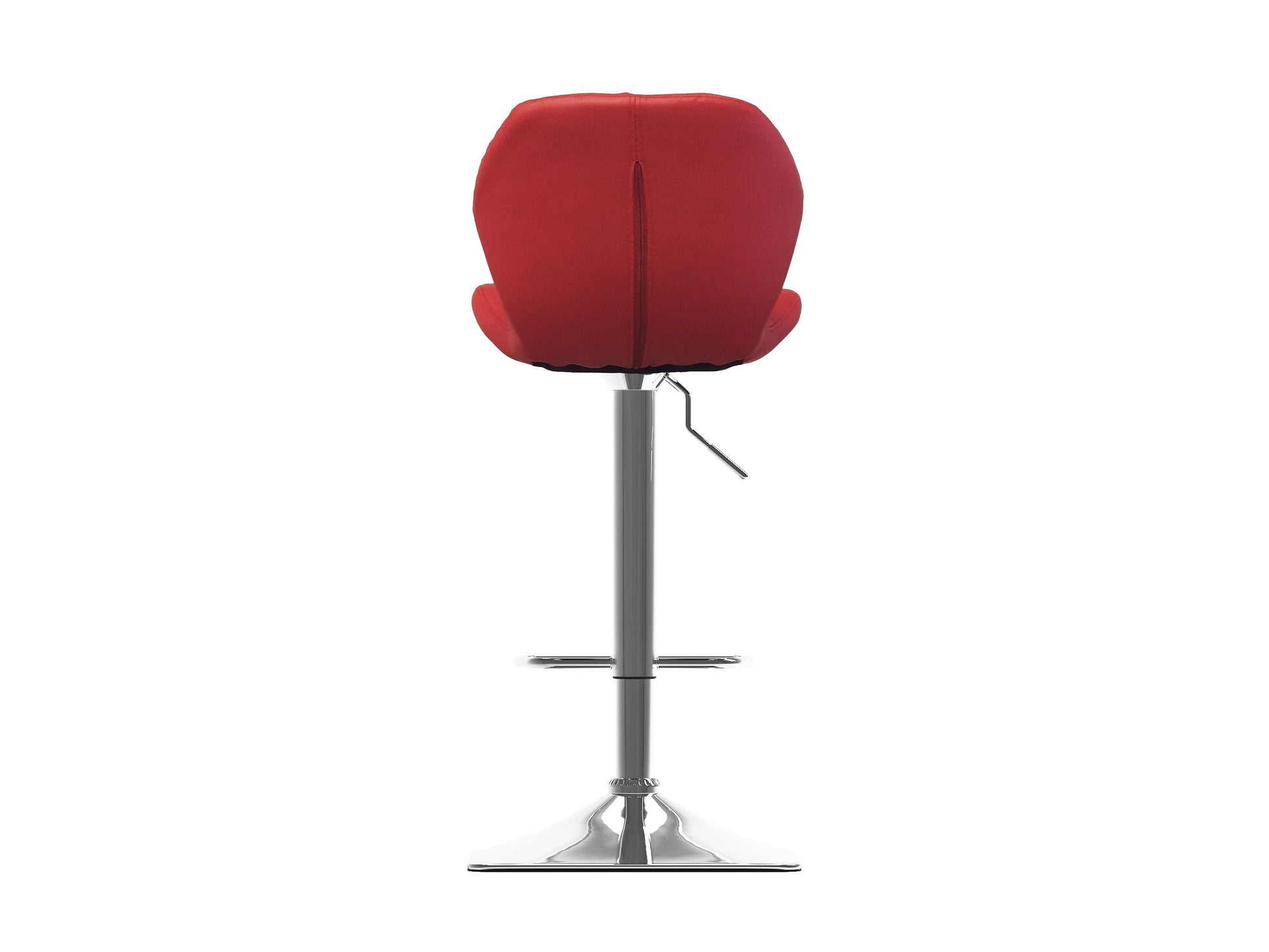 Red bar stools with backs, set of 2, featuring sleek metal frames, cushioned seats, and footrests, perfect for modern kitchens or home bars.