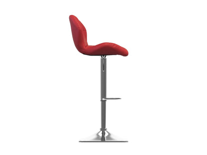 Red bar stools with backs, set of 2, featuring sleek metal frames, cushioned seats, and footrests, perfect for modern kitchens or home bars.