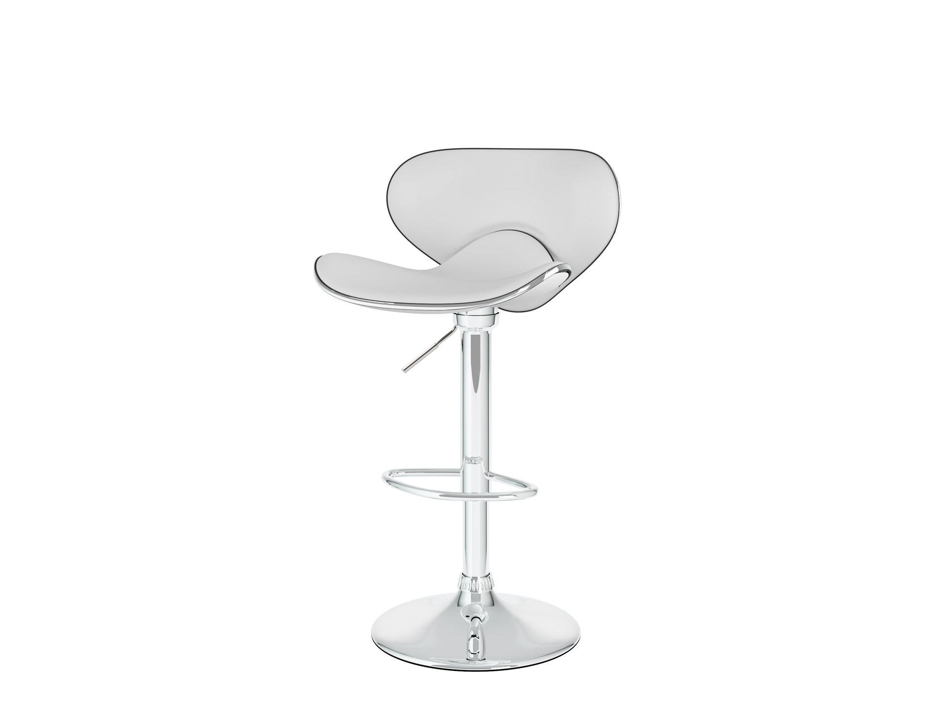 White bar stools with backs, set of 2, featuring sleek modern design, cushioned seats, chrome footrests, and sturdy wooden legs, perfect for kitchen islands or home bars.