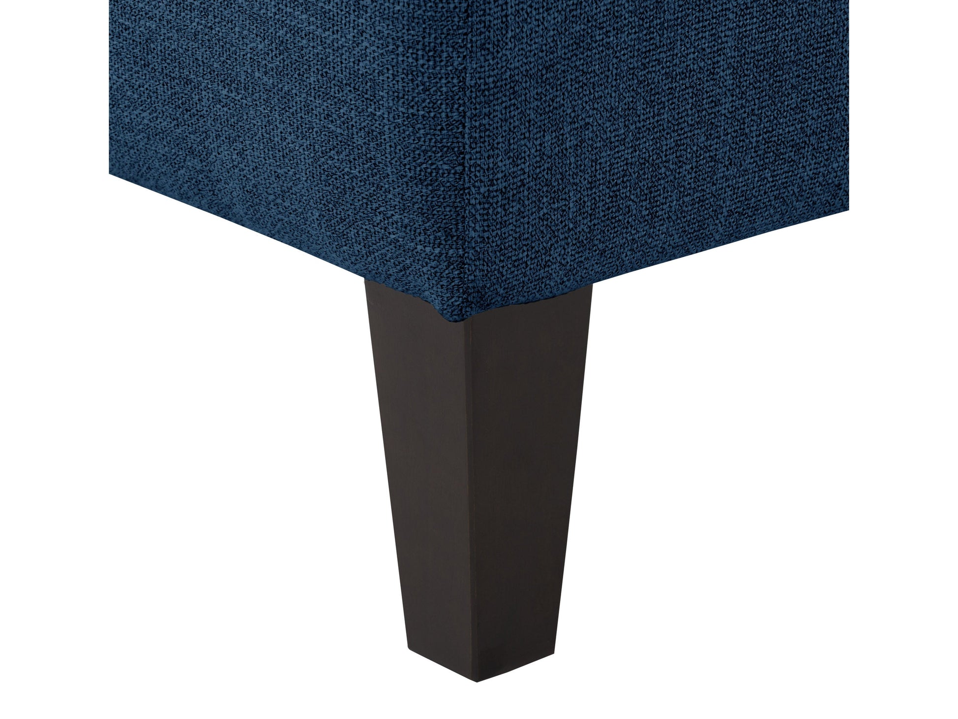 Navy blue accent bench with tufted velvet upholstery, gold metal legs, and a sleek modern design. Perfect for living rooms or entryways, providing both style and comfort.