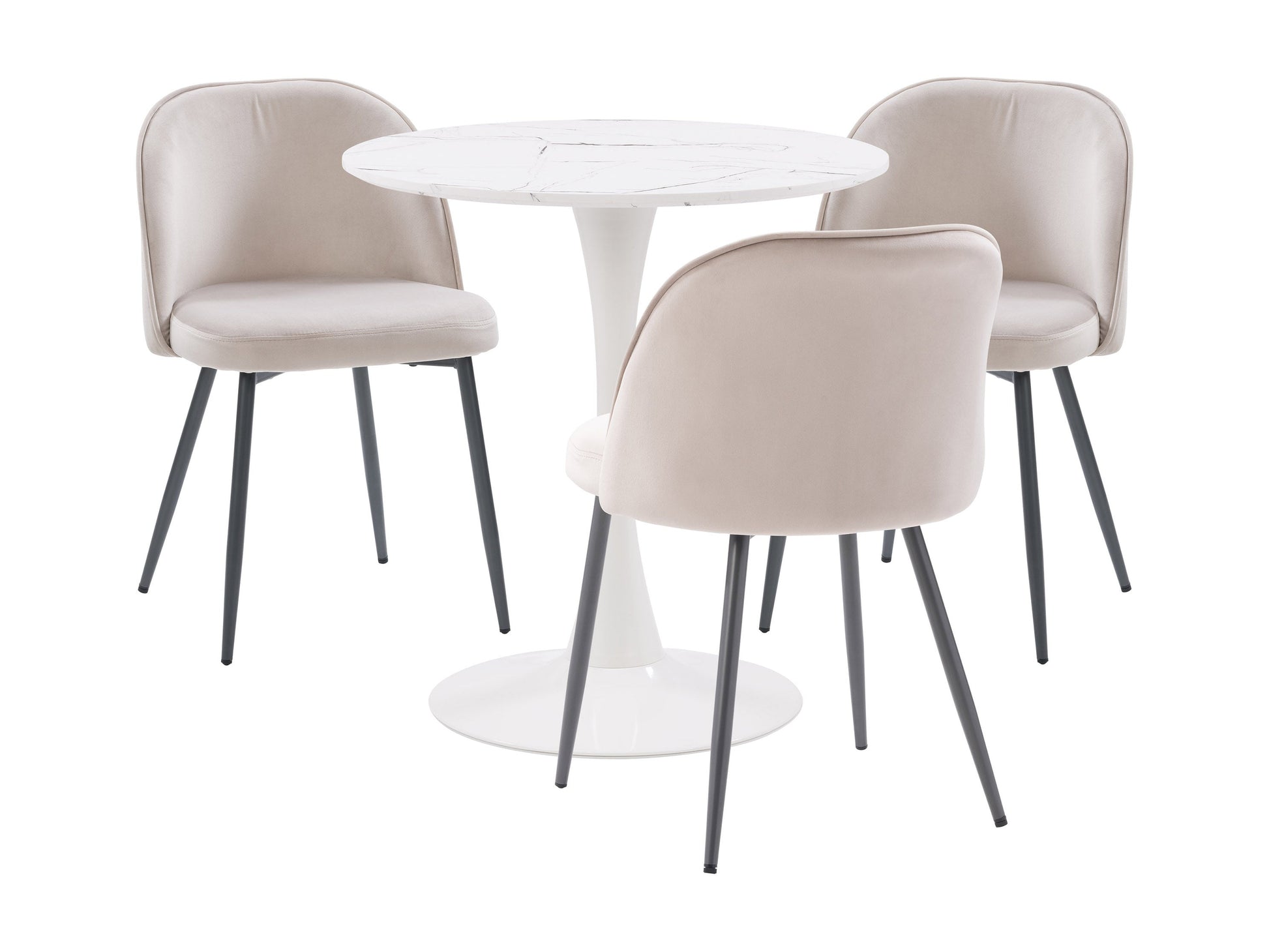 Alt Tag: Beige 4 piece bistro dining set with round glass-top table, metal frame, and cushioned chairs, perfect for patio or small dining spaces.