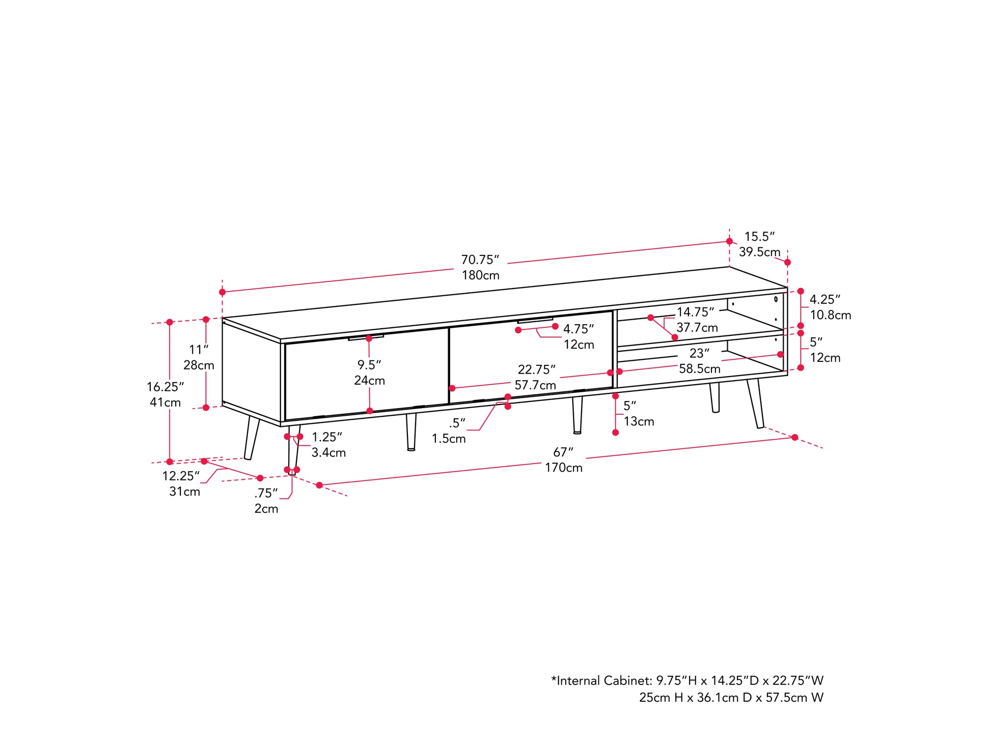 Grey wooden TV stand with two open shelves, two glass-paneled cabinets, and metal hardware, suitable for TVs up to 85 inches.