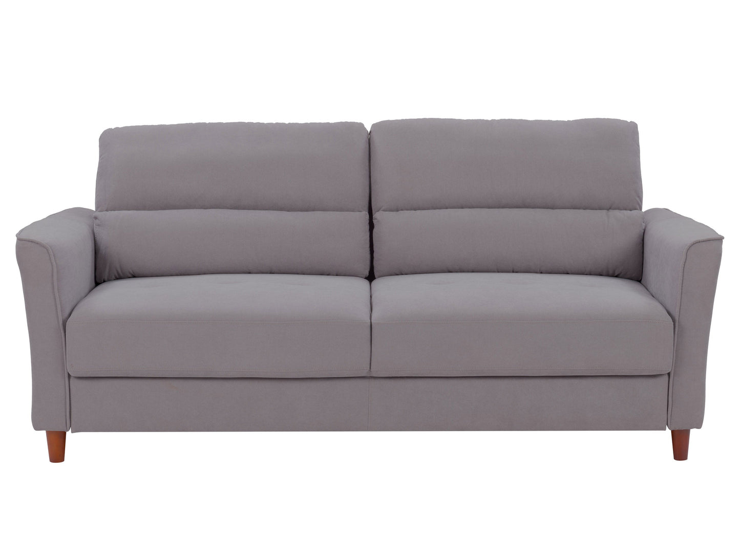 Light grey 3-seat sofa and matching chair set with plush cushions, modern design, and wooden legs, perfect for living room decor. Durable fabric upholstery, sleek lines, and comfortable seating for a stylish home.