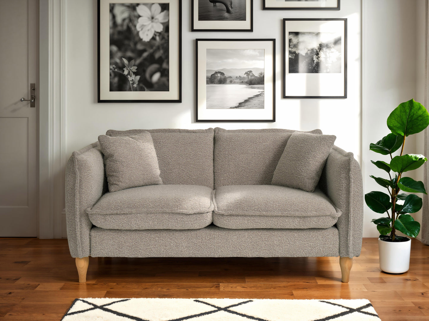 Light Grey Boucle Loveseat