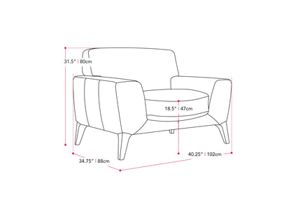 Light grey arm chair with plush upholstery, wooden legs, and modern design. Ideal for living rooms, it features a comfortable, cushioned seat and backrest. Perfect for contemporary and minimalist home decor.