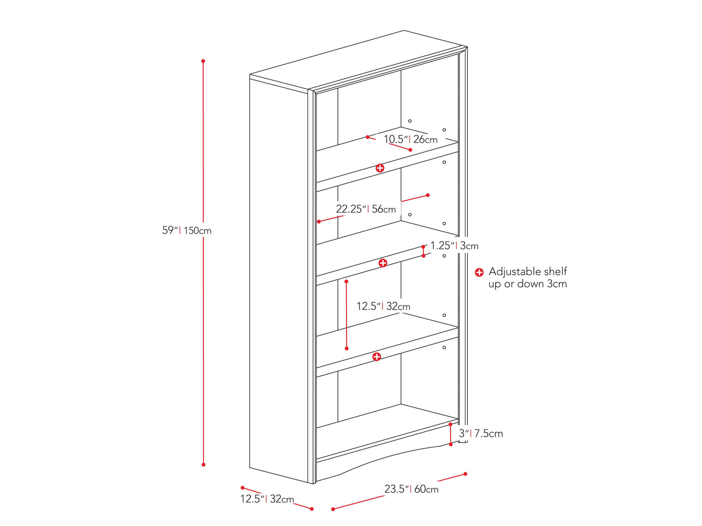 Brown 4 shelf bookcase with a sleek design, featuring sturdy wooden construction, smooth finish, and ample storage space for books and decor. Ideal for home or office use, blending functionality with style.