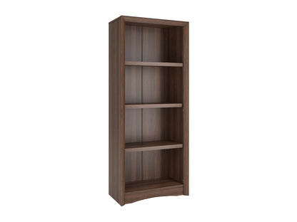 Brown 4 shelf bookcase with a sleek design, featuring sturdy wooden construction, smooth finish, and ample storage space for books and decor. Ideal for home or office use, blending functionality with style.