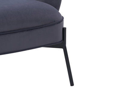 Grey modern wingback accent chair with high back, tapered wooden legs, and soft fabric upholstery. Features a sleek design with button-tufted detailing and curved armrests, perfect for contemporary living spaces.