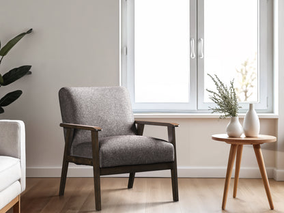 Vintage Brown Upholstered Mid-Century Modern Accent Chair