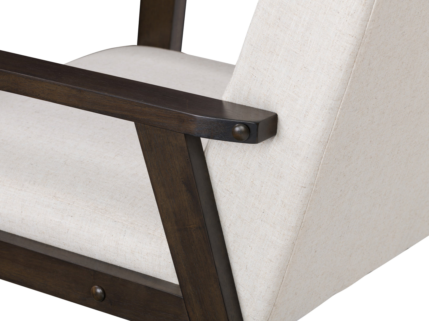 Natural Linen Upholstered Mid-Century Modern Accent Chair