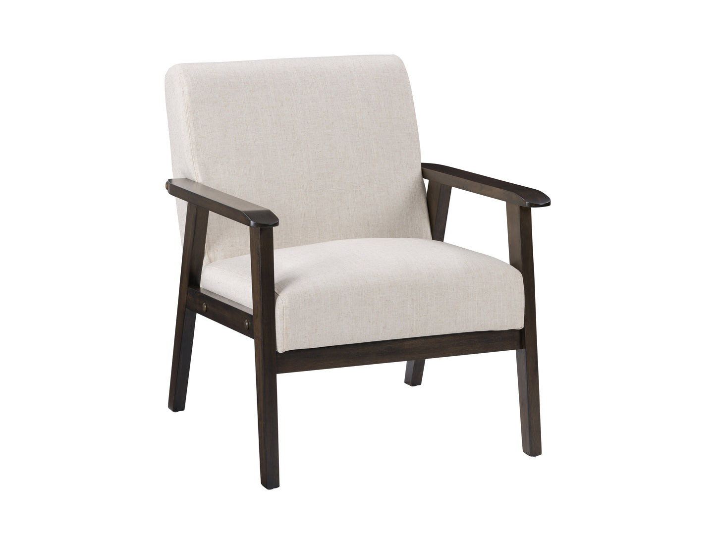 Natural Linen Upholstered Mid-Century Modern Accent Chair