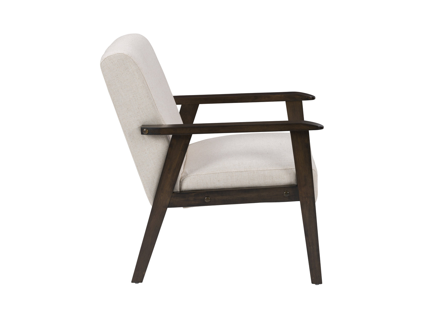 Natural Linen Upholstered Mid-Century Modern Accent Chair