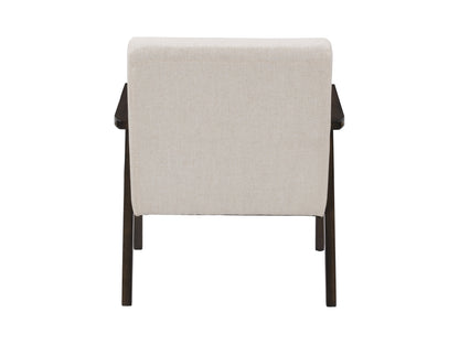 Natural Linen Upholstered Mid-Century Modern Accent Chair