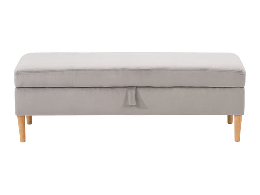 Light Grey Velvet Storage Ottoman